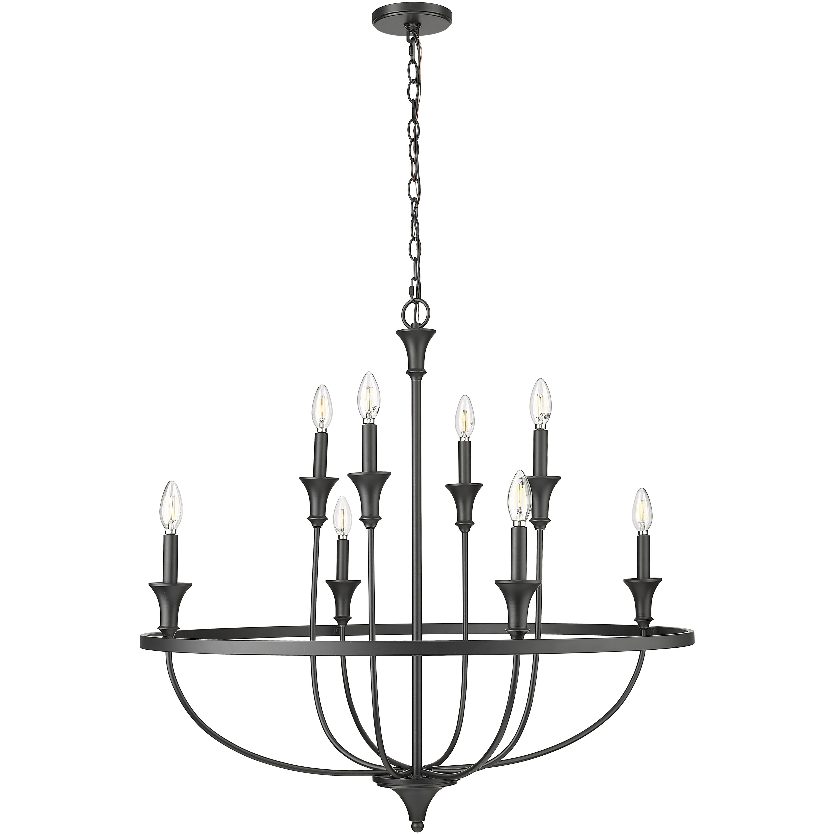 Emery 8 Light 33.5 inch Matte Black Chandelier Ceiling Light